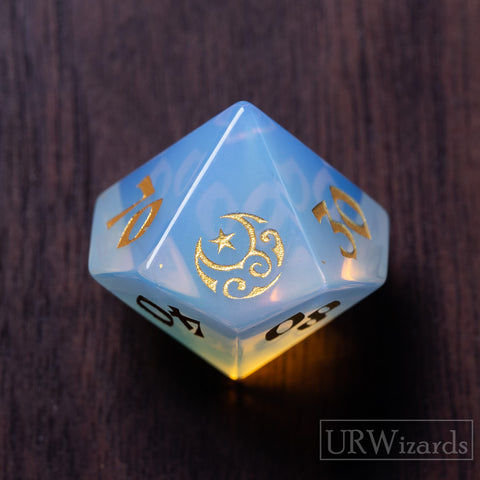 URWizards Dnd Opalite Engraved Dice Set Moon Star Style - Urwizards