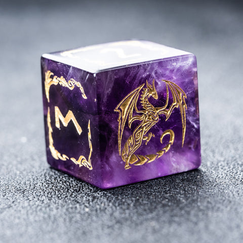 URWizards D&D Amethyst Engraved Dice Set Flying Dragon - Urwizards