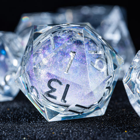 URWizards D&D Starry Liquid Heart Resin Engraved Dice Set Ice Cube - Urwizards