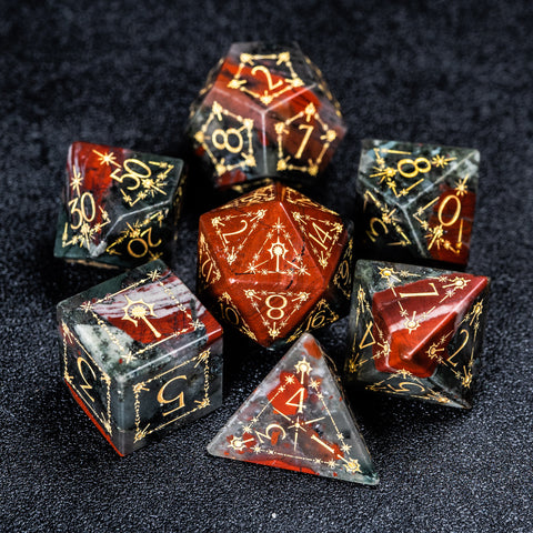 URWizards D&D Bloodstone Engraved Dice Set Cleric Style - Urwizards