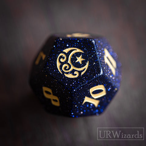 Dnd Blue Sandstone Engraved Dice Set Moon Star Style - Urwizards