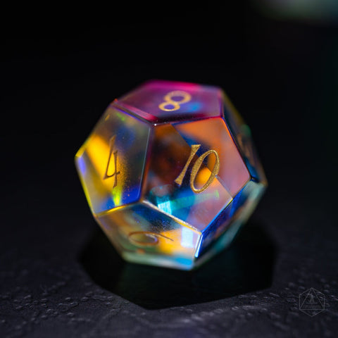 URWizards Dnd Dichroic Prism Glass Dice Set YEET & OOF - Urwizards
