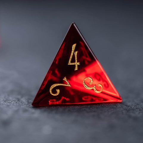 URWizards Dnd Garnet Glass Engraved Dice Set Moon - Urwizards