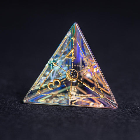 URWizards Dnd Dichroic Glass Engraved Dice Set Astrology Gold Inked - Urwizards