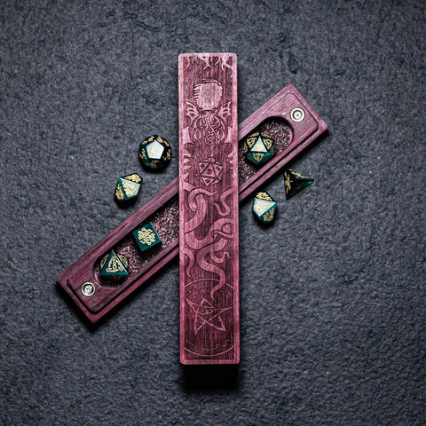 URWizards Engraved Purpleheart D&D Dice Box Cthulhu Style - Urwizards