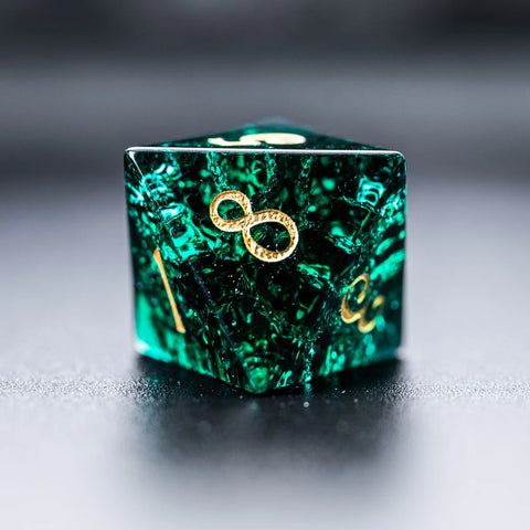 URWizards D&D Blast Emerald Glass Engraved Dice Set - Urwizards