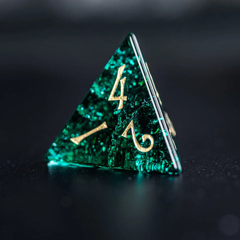 URWizards D&D Blast Emerald Glass Engraved Dice Set - Urwizards