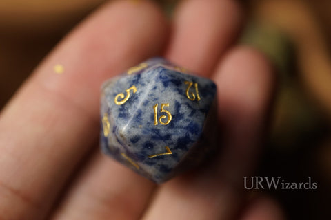 URWizards Dnd Blue Vein stone Engraved Dice Set - Urwizards