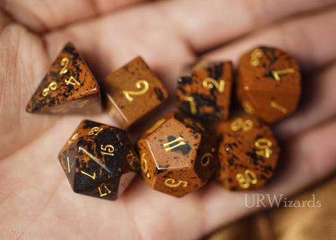 URWizards Dnd Mahogany Gemstone Engraved Dice Set - Urwizards