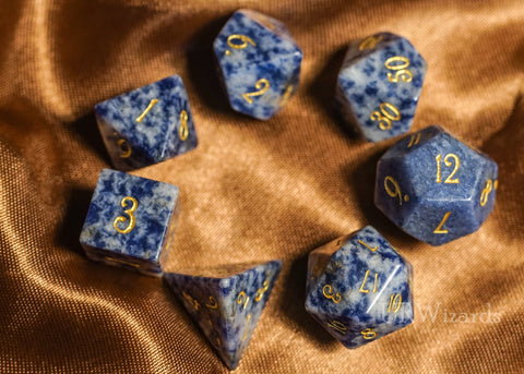 URWizards Dnd Blue Vein stone Engraved Dice Set - Urwizards