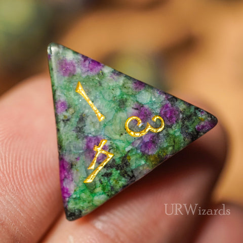 URWizards Dnd Ruby in Zoisite Gemstone Engraved Dice Set - Urwizards