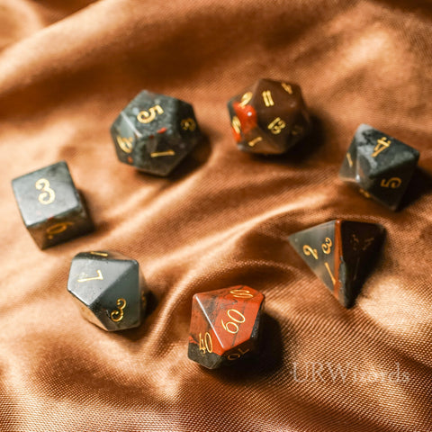 URWizards Dnd Bloodstone Gemstone Engraved Dice Set - Urwizards