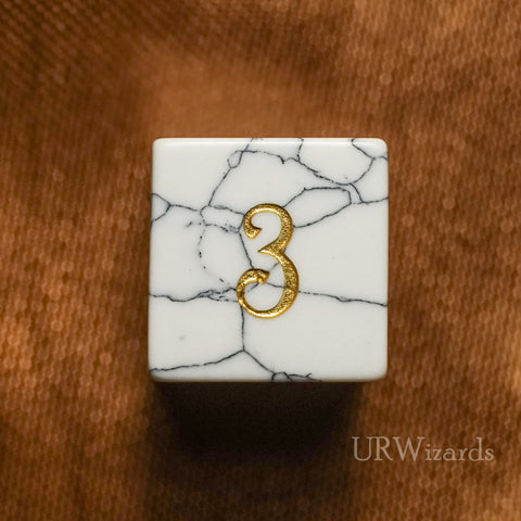 URWizards Dnd White Howlite Gemstone Engraved Dice Set - Urwizards