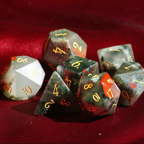 URWizards Dnd Bloodstone Gemstone Engraved Dice Set - Urwizards