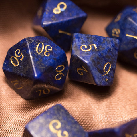 URWizards Dnd Lapis Lazuli Gemstone Engraved Dice Set - Urwizards