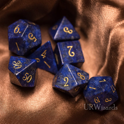 URWizards Dnd Lapis Lazuli Gemstone Engraved Dice Set - Urwizards