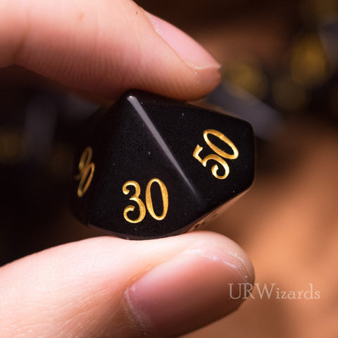 URWizards Dnd Obsidian Gemstone Engraved Dice Set - Urwizards