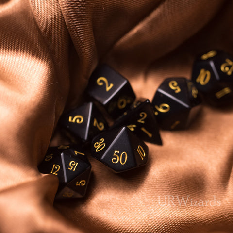 URWizards Dnd Obsidian Gemstone Engraved Dice Set - Urwizards