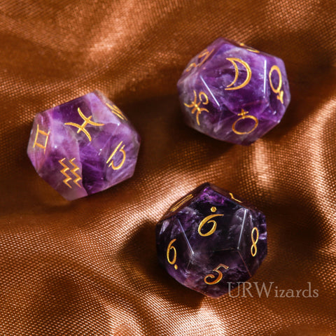 URWizards Engraved Amethyst Dice Astro/Divination Dice - Urwizards