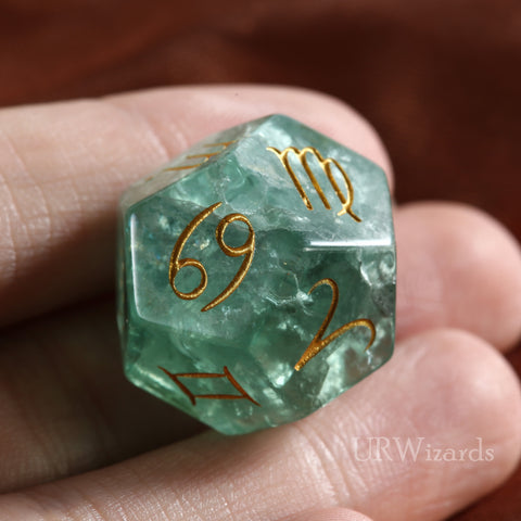 URWizards Engraved Green Fluorite Dice Astro/Divination Dice - Urwizards
