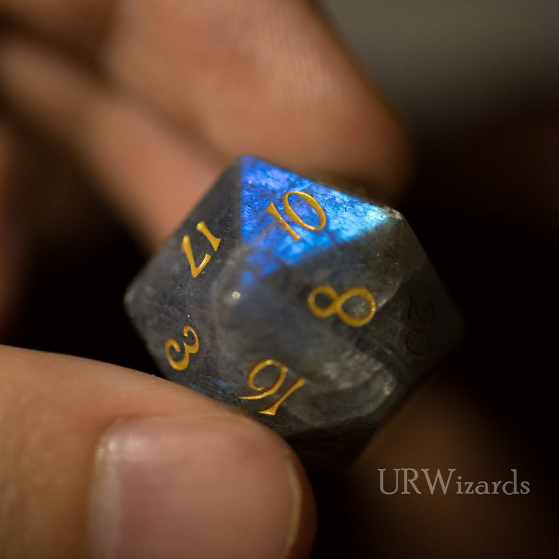 URWizards Dnd Labradorite Gemstone Engraved Dice Set - Urwizards