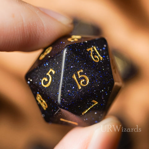 URWizards Dnd Engraved Blue Sandstone D20 Dice - Urwizards