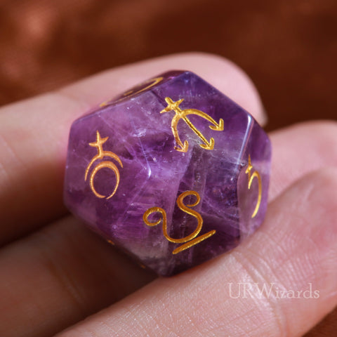 URWizards Engraved Amethyst Dice Astro/Divination Dice - Urwizards