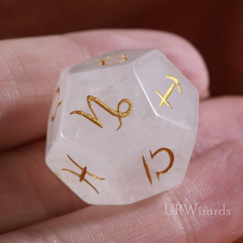 URWizards Engraved Clear Quartz Dice Astro/Divination Dice - Urwizards