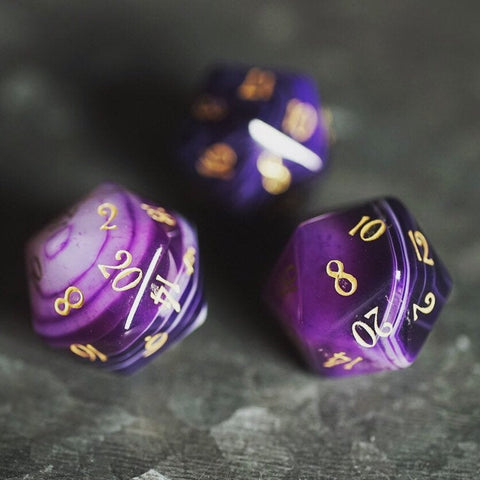 URWizards Dnd Engraved Purple Agate D20 Dice - Urwizards