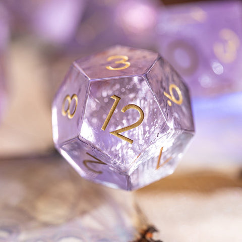 URWizards Dnd Lavender Amethyst Engraved Dice Set - Urwizards