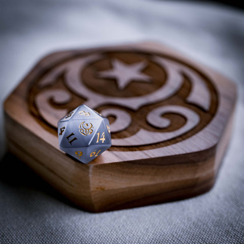 URWizards Dnd Grey Cat's Eye Engraved Dice Set Moon Star Style - Urwizards
