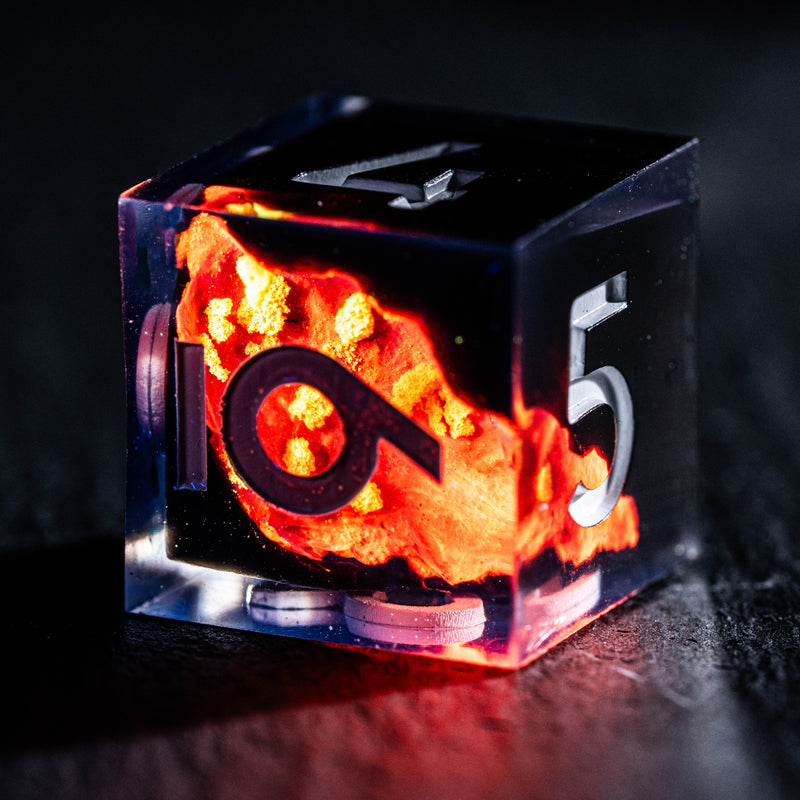 a close up of a dice on a table