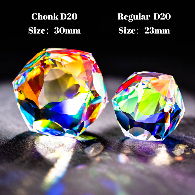 URWizards D&D Multi-faceted Prism Glass Engraved Dice Set Moon Style