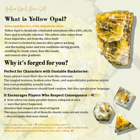 URWizards D&D Yellow Opal Gemstone Engraved Dice Set(Limited edition)