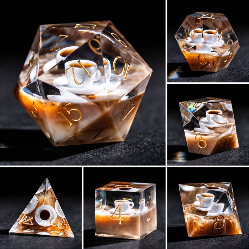 Coffee Cup Resin Dice Set