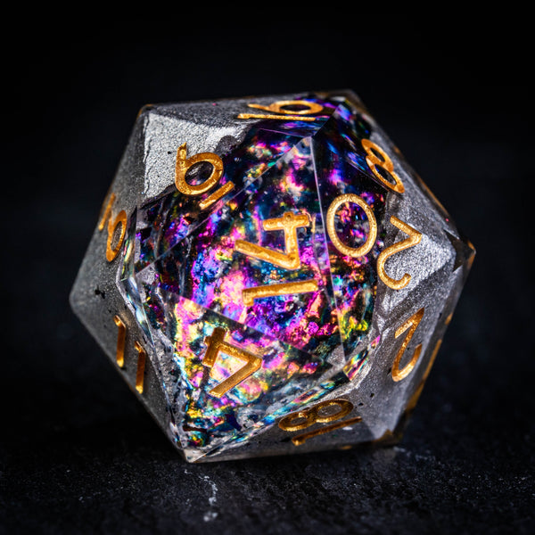 a close up of a dice on a table