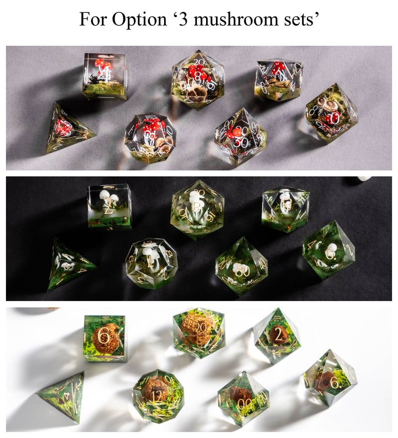 Luminous White Mushroom Resin Dice Set(Glow in the Dark)