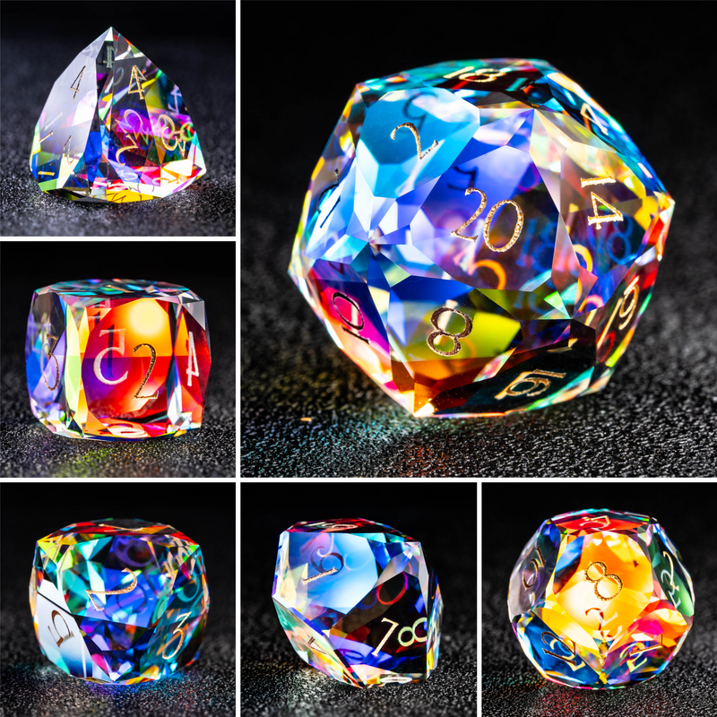 a close up of a colorful dice on a table