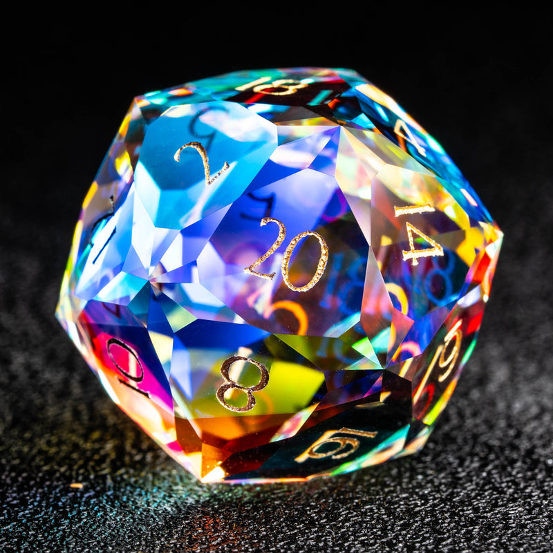 a multicolored dice sitting on top of a table