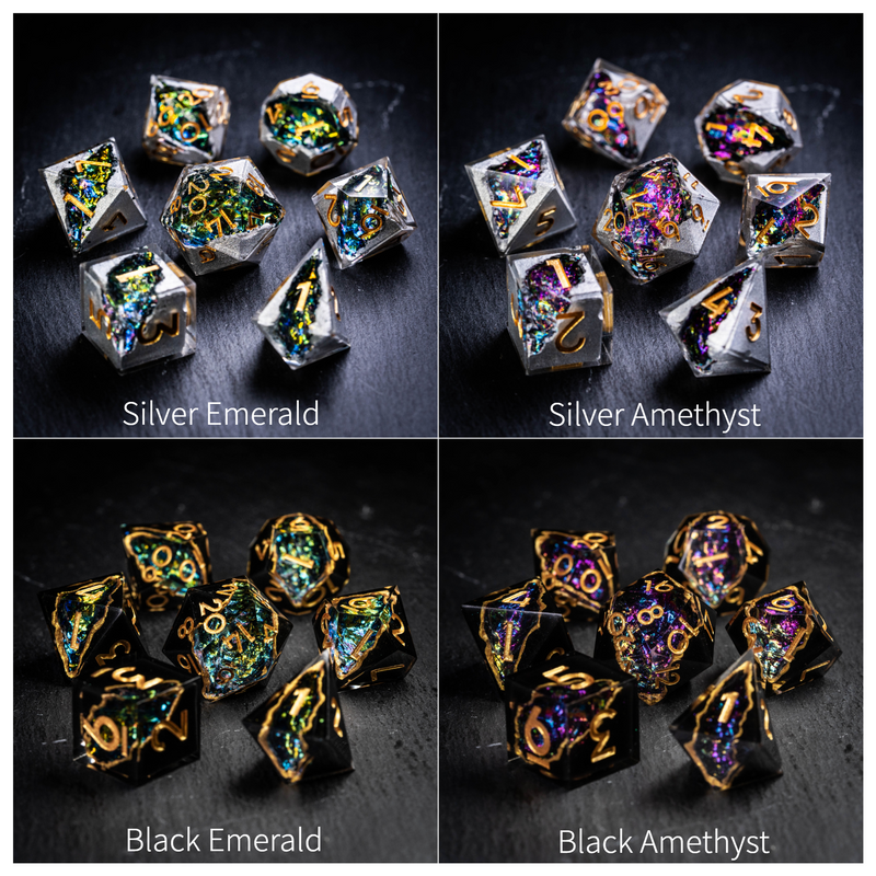 a series of four pictures showing different types of dices