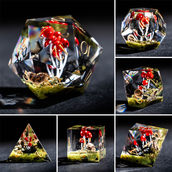 Red Mushroom Resin Dice Set