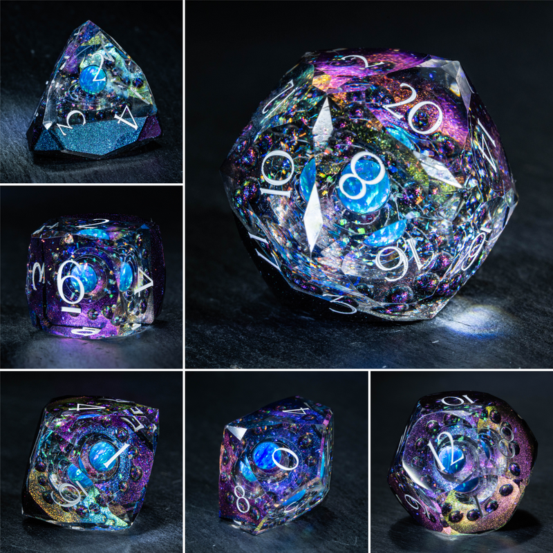 URWizards D&D Multi-faceted Real Opal Gemstone Bead Dice Set