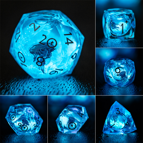 URWizards D&D Jellyfish(Glow in the Dark) Dice Set Multi-faceted Style