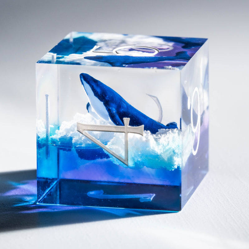 Handmade Sharp Edge Resin Dice Set -Dreamy Whale-