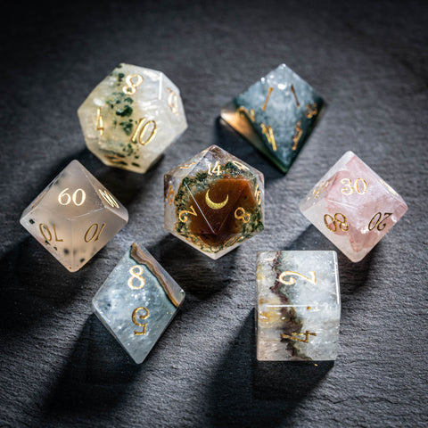 URWizards D&D Agate: Chalcedony–Quartz Transition Zone Dice Set(Limited edition)