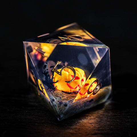 Pumpkin & Grave Resin Dice Set(Glow in the Dark)