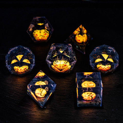 Pumpkin & Grave Resin Dice Set(Glow in the Dark)