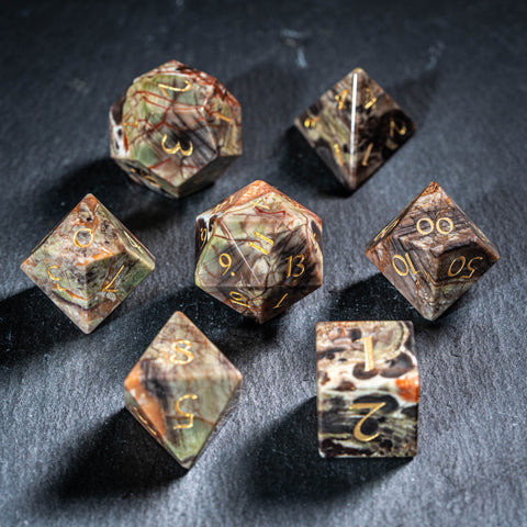 URWizards D&D Eye Agate Gemstone Engraved Dice Set(Limited edition)