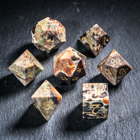 URWizards D&D Eye Agate Gemstone Engraved Dice Set(Limited edition)