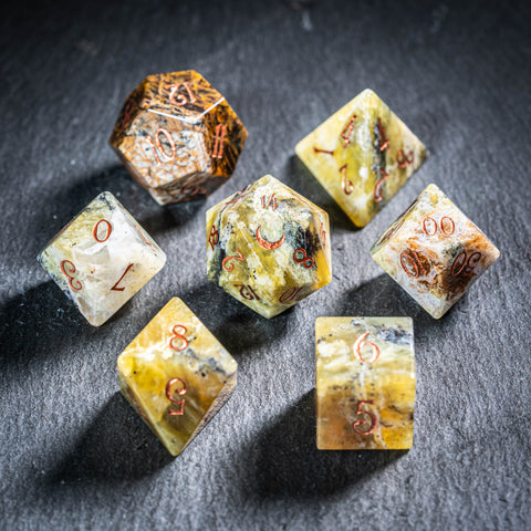URWizards D&D Yellow Opal Gemstone Engraved Dice Set(Limited edition)